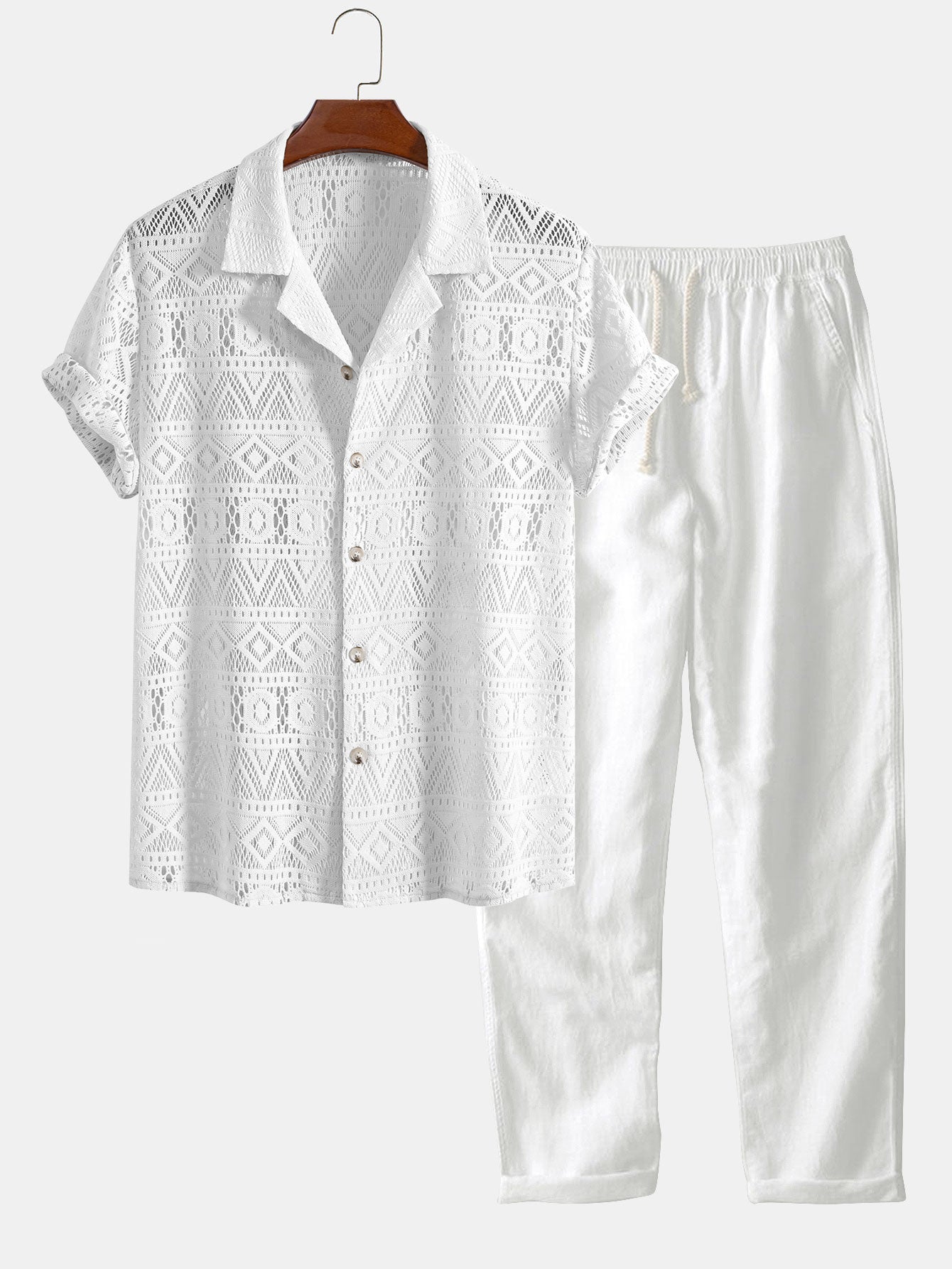 Zomerset voor heren met opengewerkt overhemd – ademend design, rechte broek & stijlvolle uitstraling