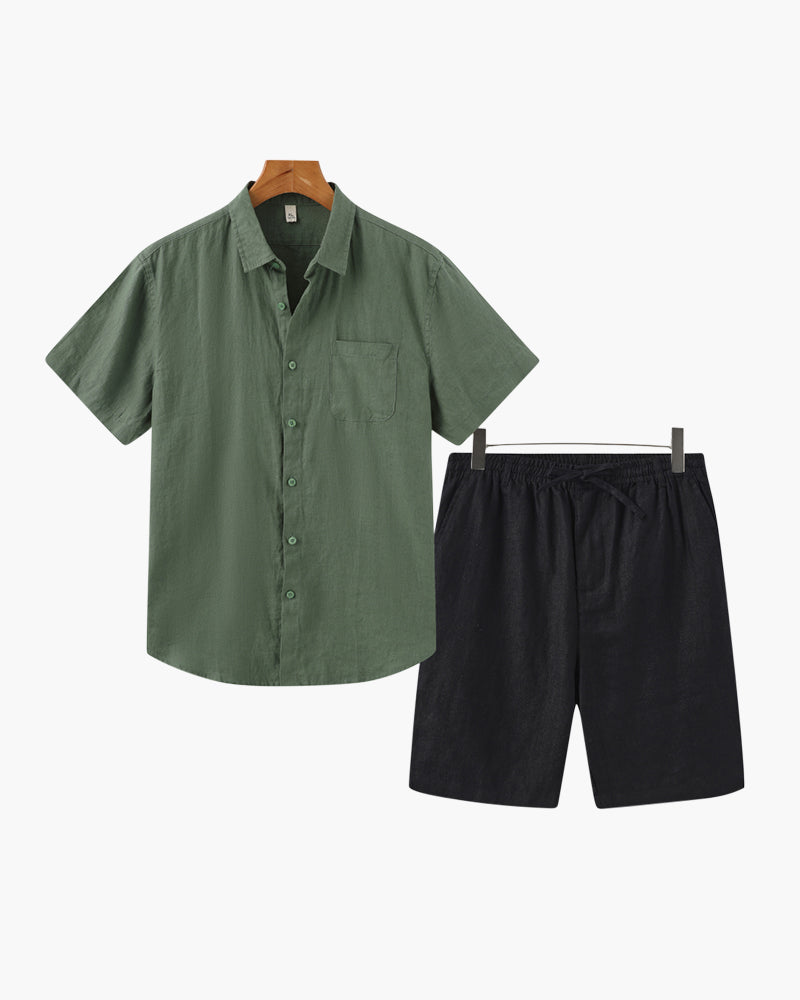 Heren set met korte broek en luchtig overhemd – ademend, casual & ideaal voor warme dagen