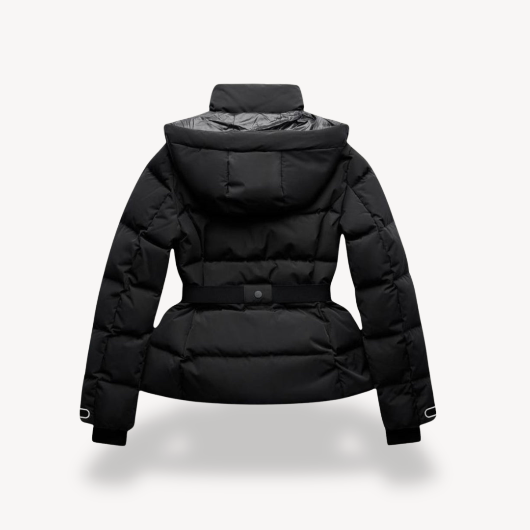 Zwarte Dames Belted Puffer Jas