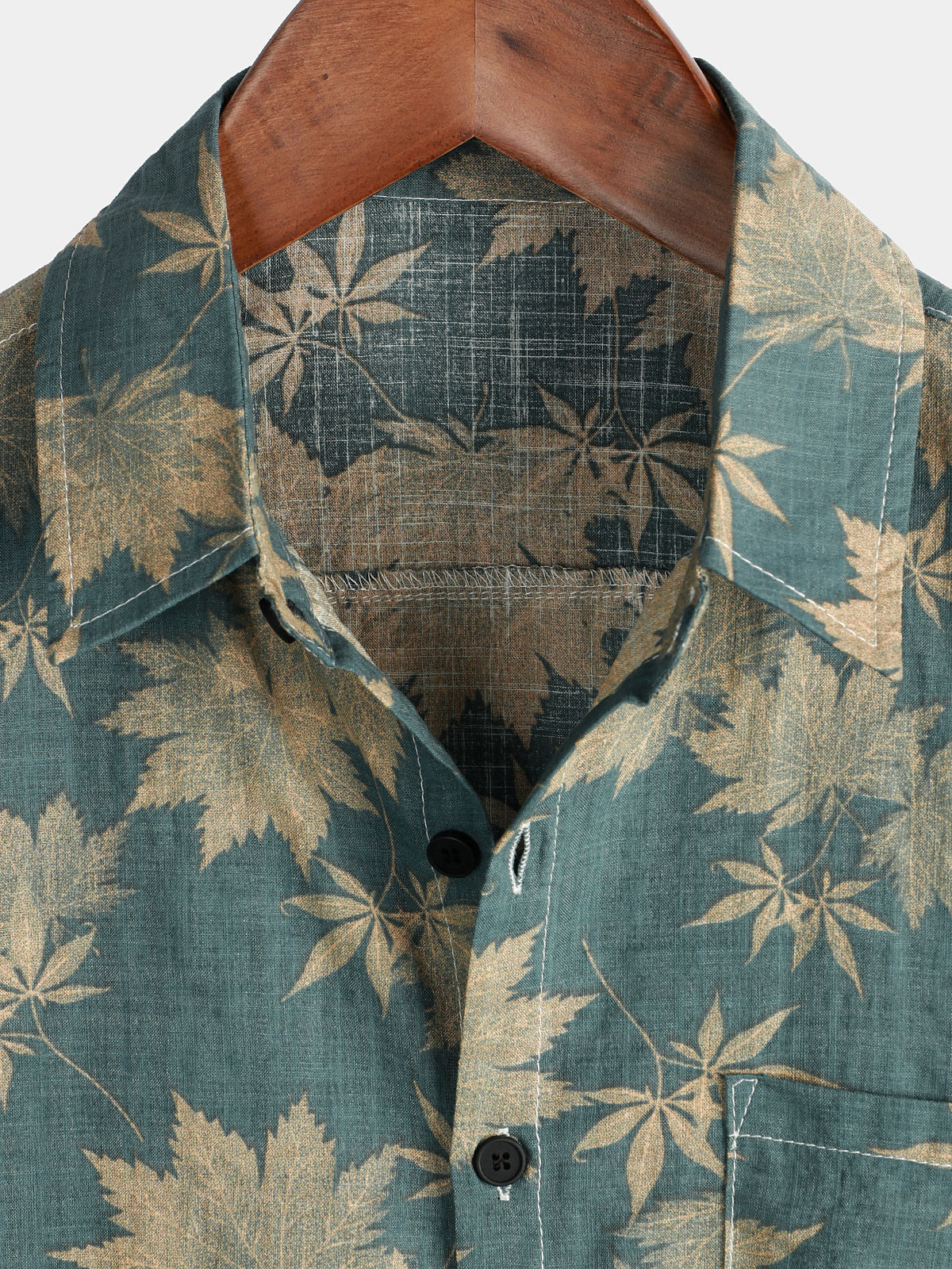 Heren Overhemd Met Bladerprint En Korte Mouwen – Lente, Zomer En Vroege Herfst