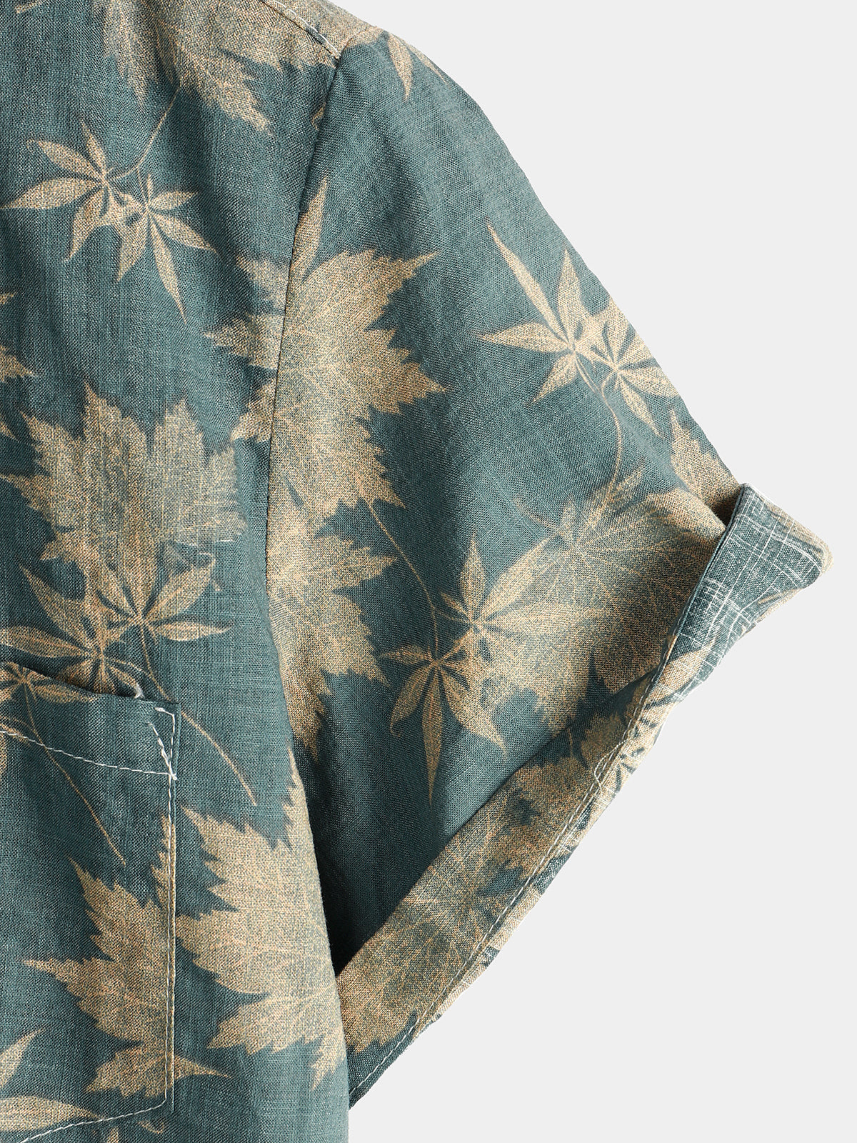 Heren Overhemd Met Bladerprint En Korte Mouwen – Lente, Zomer En Vroege Herfst