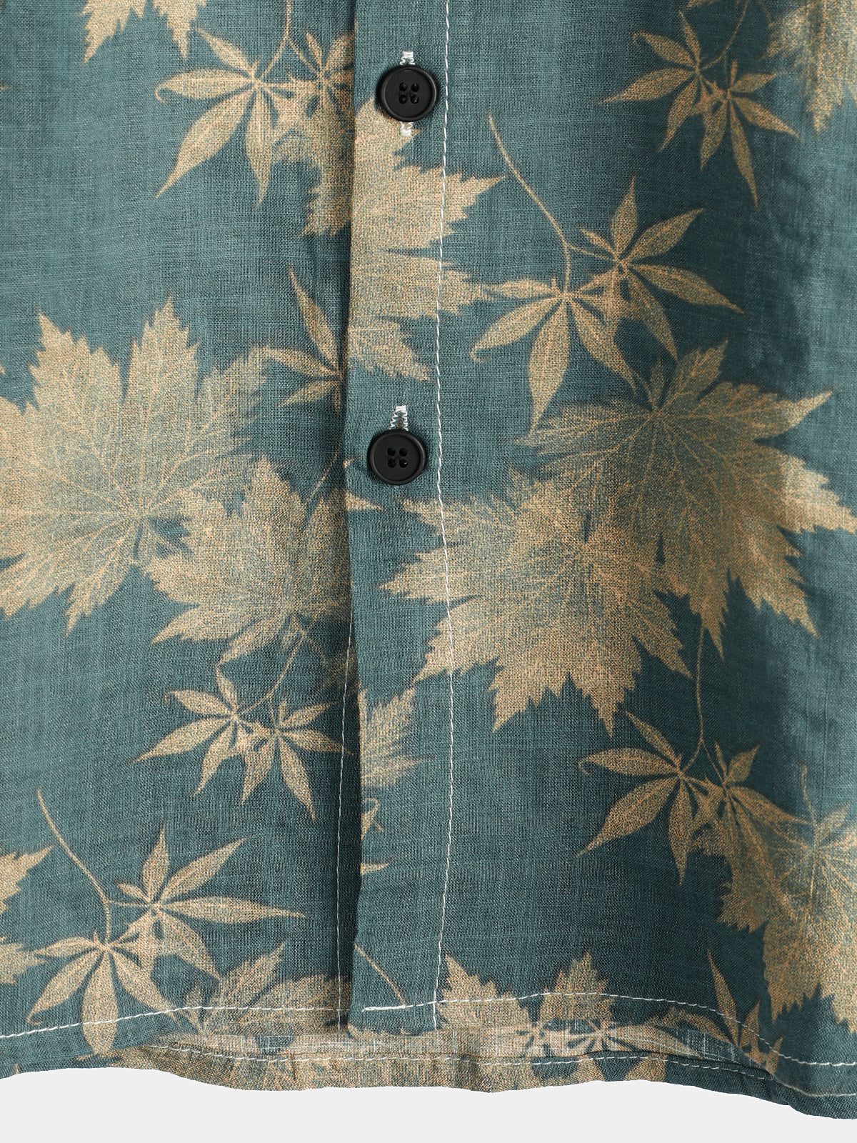 Heren Overhemd Met Bladerprint En Korte Mouwen – Lente, Zomer En Vroege Herfst