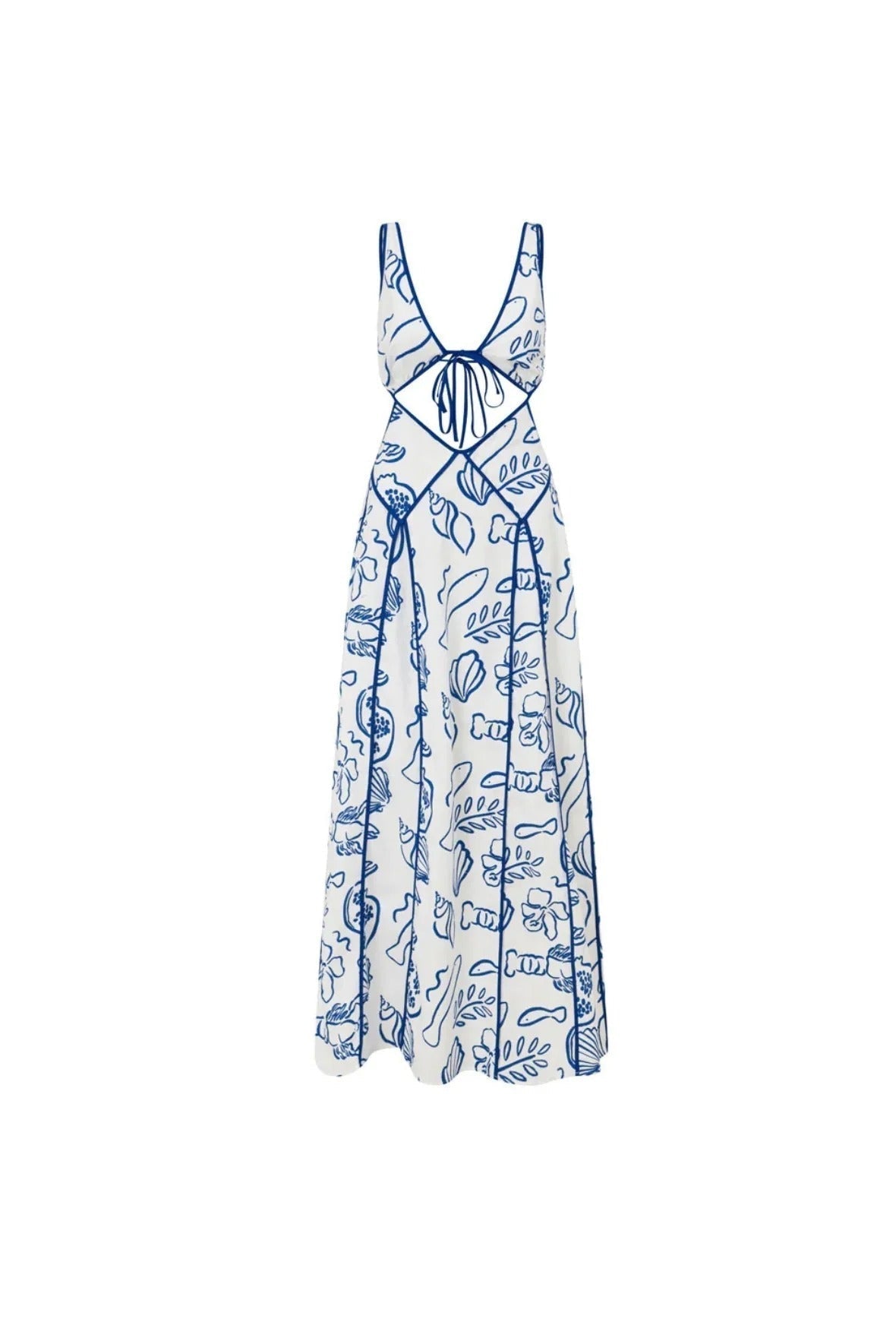 Zomerse Damesjurk Met Cut-Out Details – Luchtige Lange Jurk Van Linnen-Katoenmix