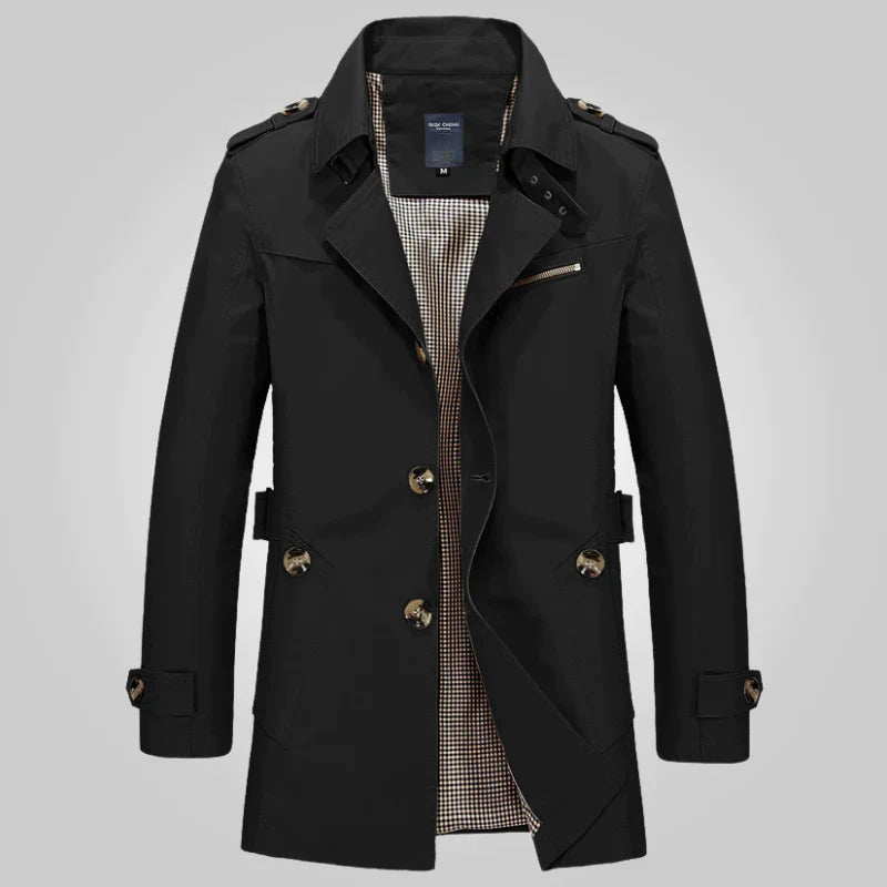 Heren Trenchcoat Met Dubbele Knopenrij – Elegante Buitenjas Voor Elk Seizoen