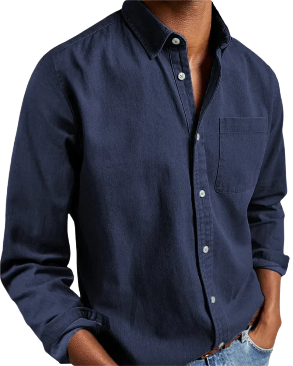 Herenshirt met lange mouwen en borstzak – zachte stof, casual fit & all-season look