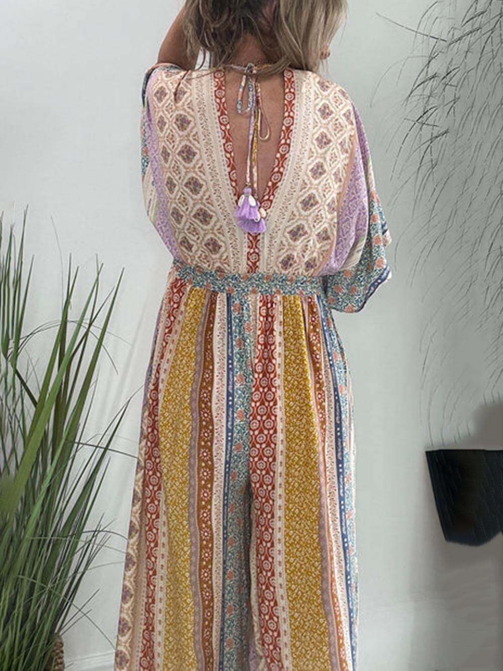 Bohemian Dames Jumpsuit Met Print – Lente, Zomer & Herfst