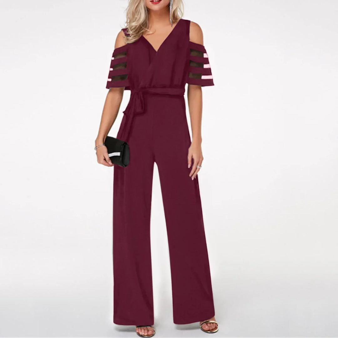 Chique Dames Jumpsuit Met Open Schouders En Ceintuur – Elegant En Comfortabel