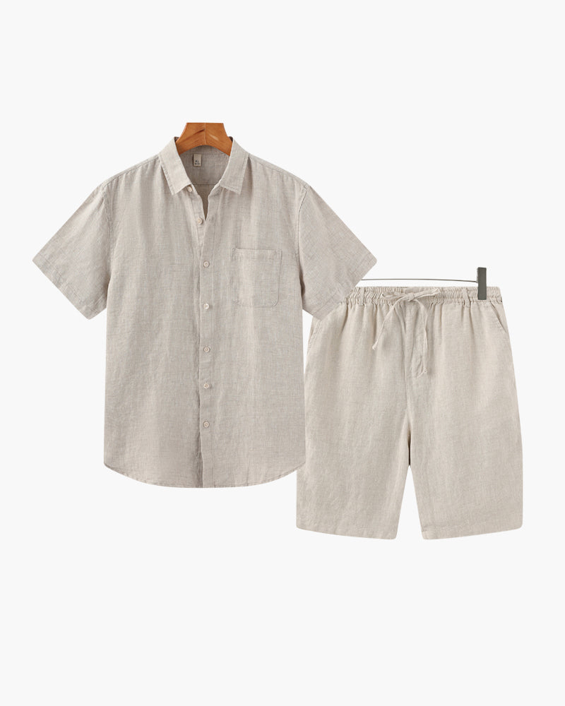 Heren set met korte broek en luchtig overhemd – ademend, casual & ideaal voor warme dagen