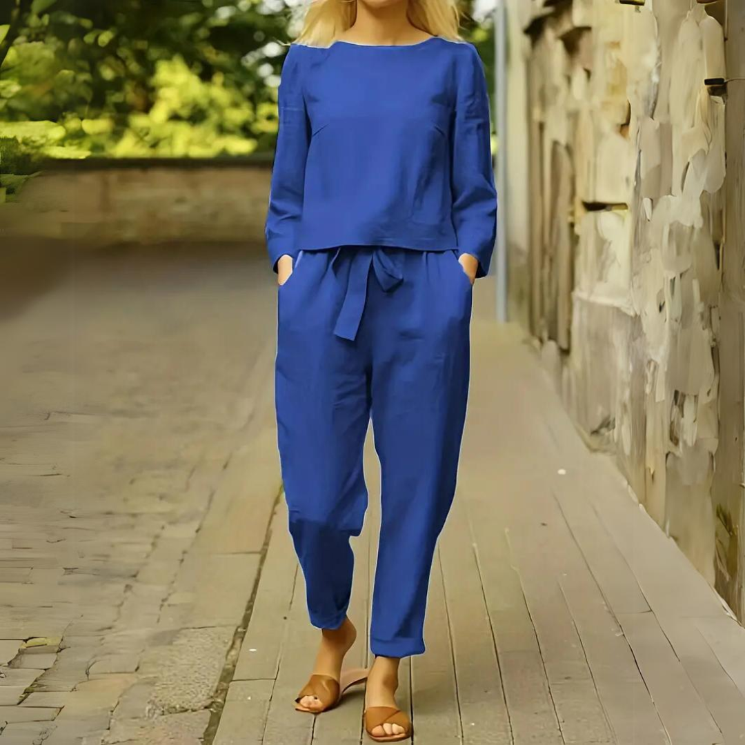 2-Delige Linnen Look Set Met Strikbroek – Luchtige Everyday Chic