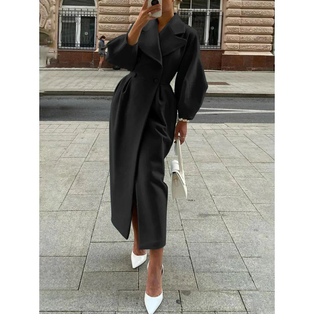 Lange Mantel Voor Dames – Elegante Tailoring, Oversized Revers & Naadloze Sluiting – Herfst En Winter