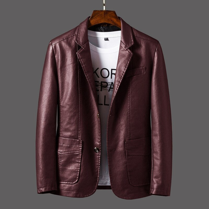 Herfst & Winter Heren Blazer Van Imitatieleer – Stijlvolle Casual Colbert Met Moderne Pasvorm