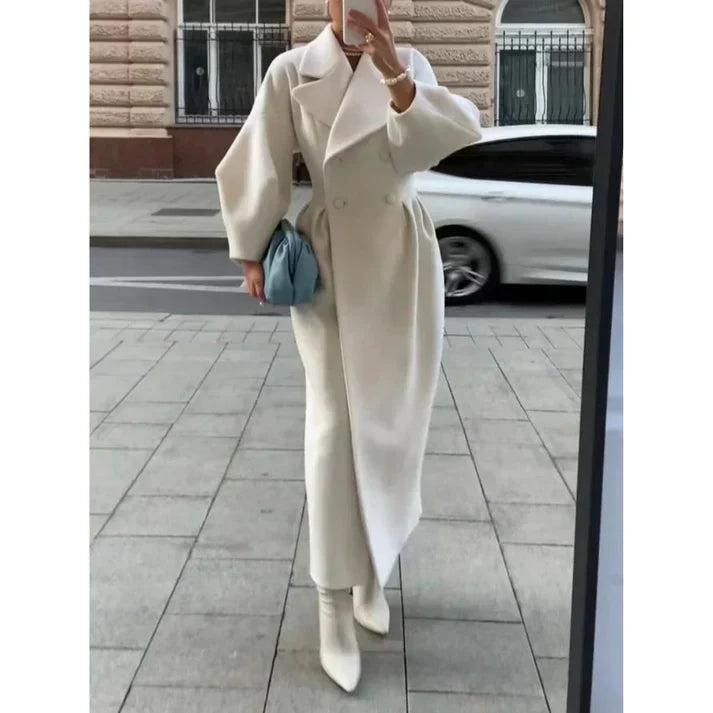 Lange Mantel Voor Dames – Elegante Tailoring, Oversized Revers & Naadloze Sluiting – Herfst En Winter