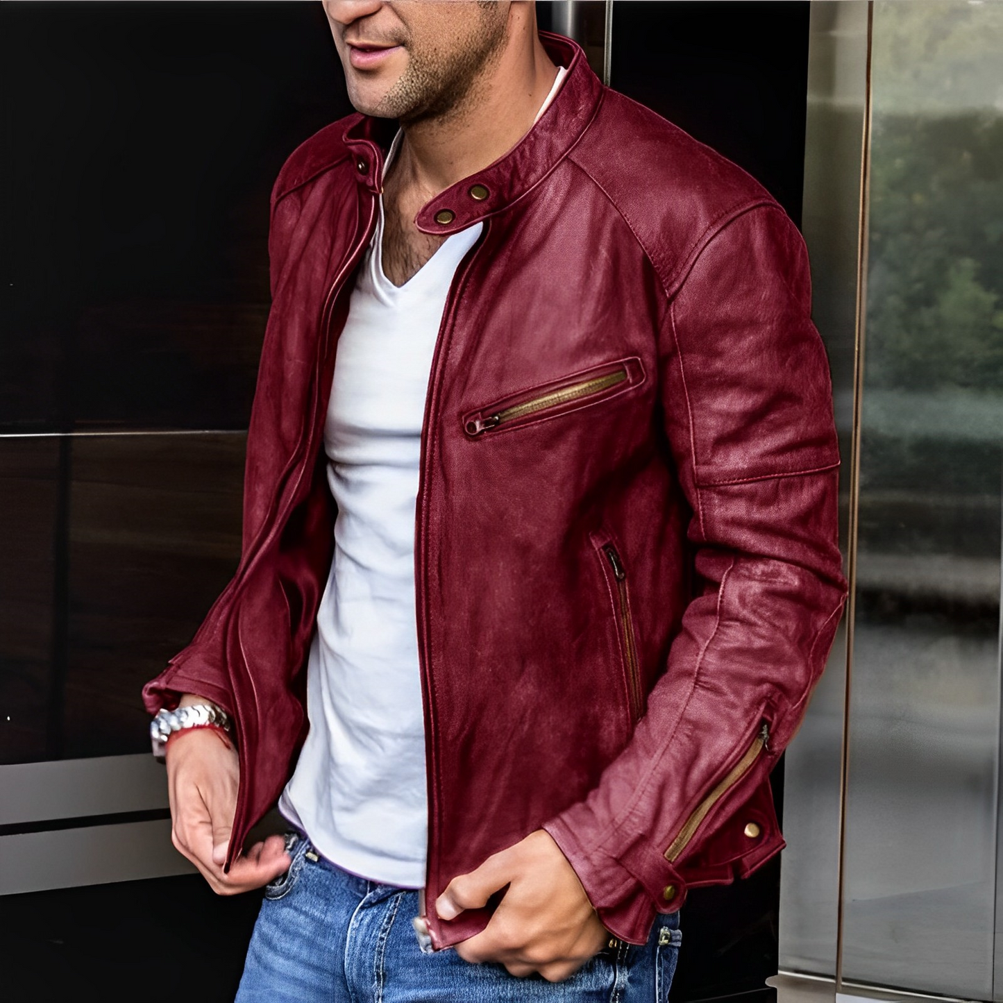 Leren Heren Bikerjack