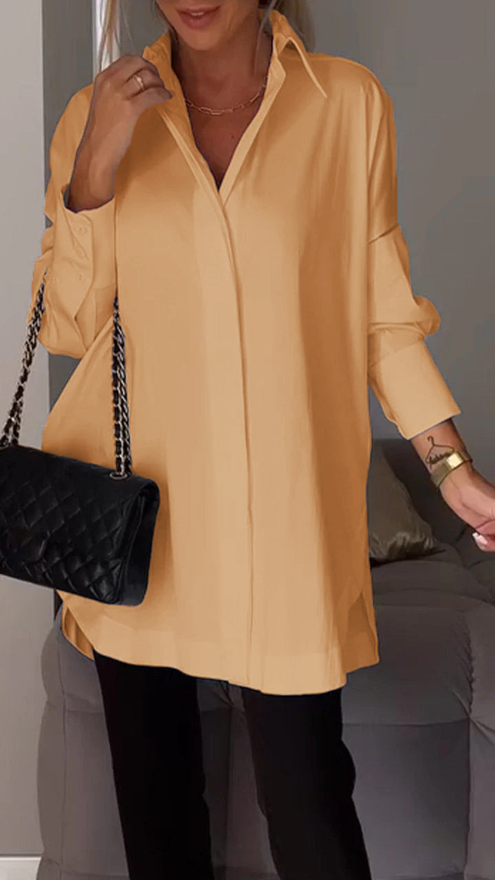 Dames Tuniekblouse Met Kraag En Lange Mouwen – Ideaal Voor Lente, Zomer En Herfst