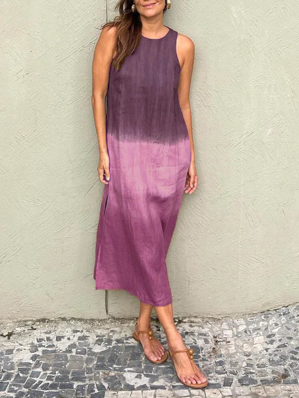 Dames Mouwloze Midi-Jurk Met Kleurverloop – Lente, Zomer En Nazomer