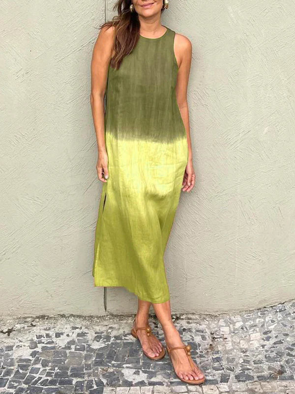 Dames Mouwloze Midi-Jurk Met Kleurverloop – Lente, Zomer En Nazomer