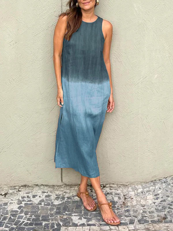 Dames Mouwloze Midi-Jurk Met Kleurverloop – Lente, Zomer En Nazomer