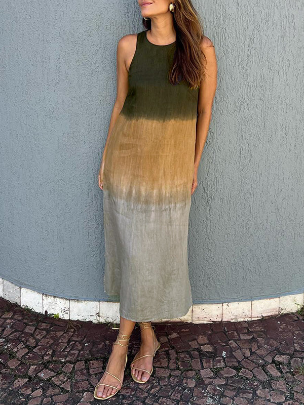 Dames Mouwloze Midi-Jurk Met Kleurverloop – Lente, Zomer En Nazomer