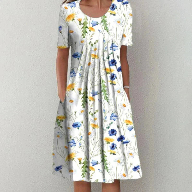 Nina | Bloemenprint Katoenen Zomerjurk – Voorjaar & Zomer