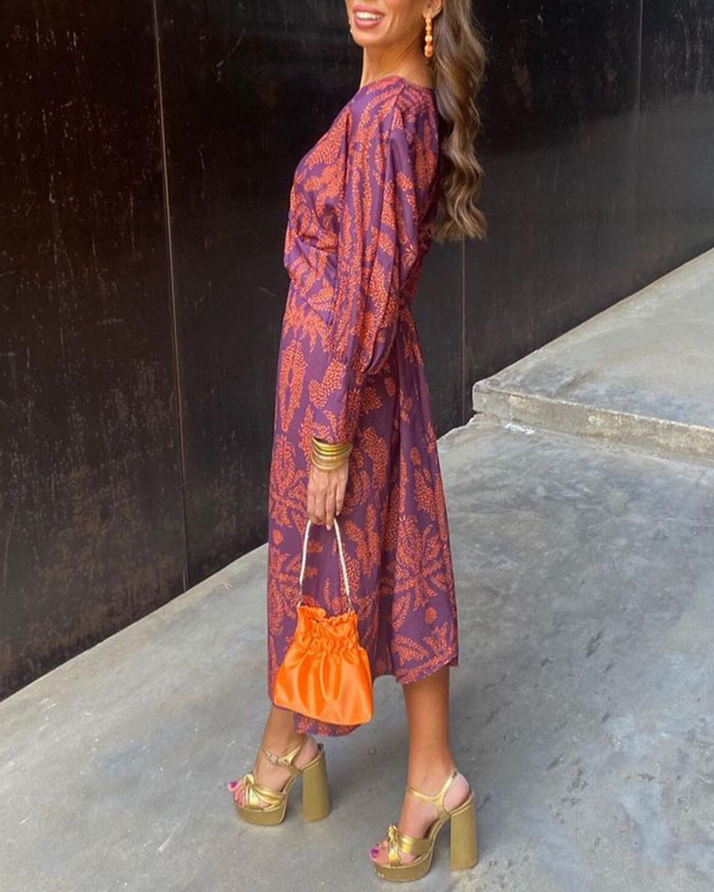 Dames Midi-Jurk Met Twistdetail En Grafisch Patroon – Lente, Zomer En Avondgelegenheden