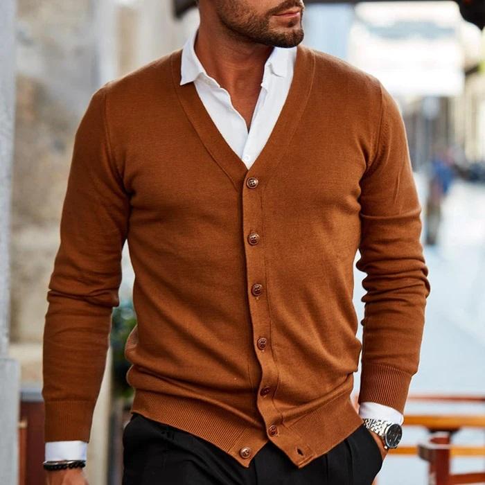 Cardigan Heren Voorjaar – Stijlvolle V-Hals Knit Met Knoopsluiting