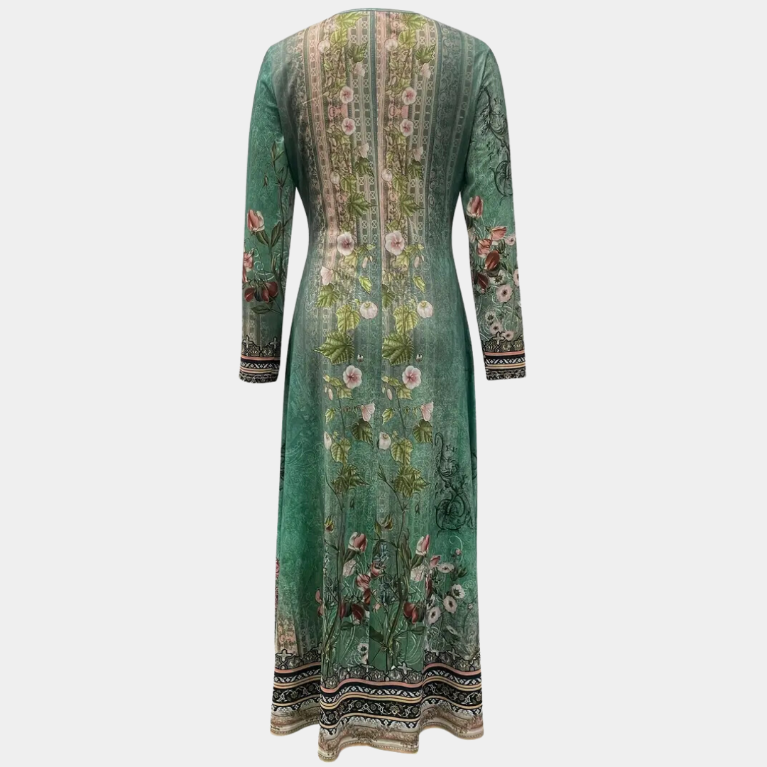 Elegant Etnisch Damespak Met Lange Tuniek En Wijde Broek – Verfijnd En Stijlvol
