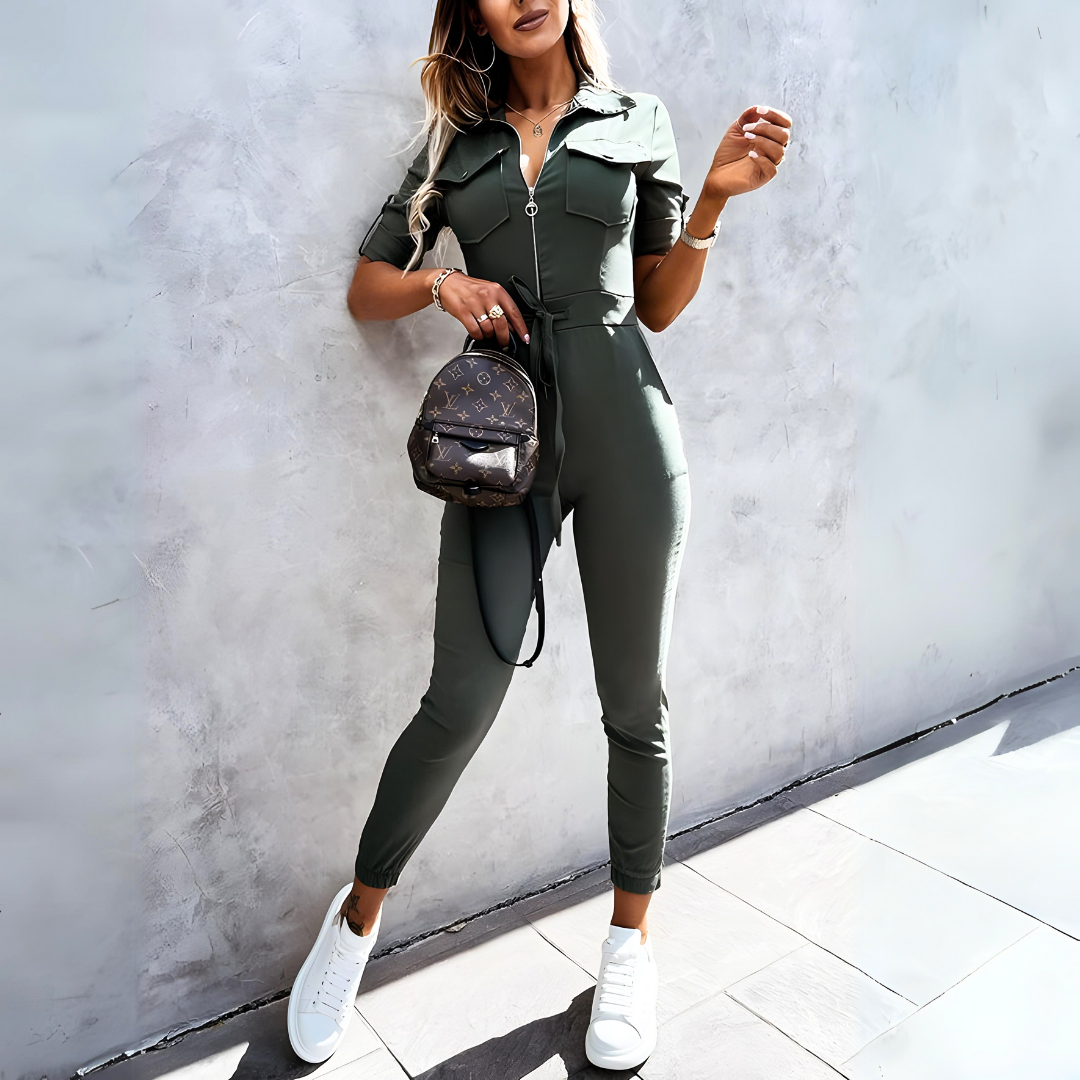 Getailleerde Utility Jumpsuit Met Rits En Ceintuur – Stoer Én Stijlvol