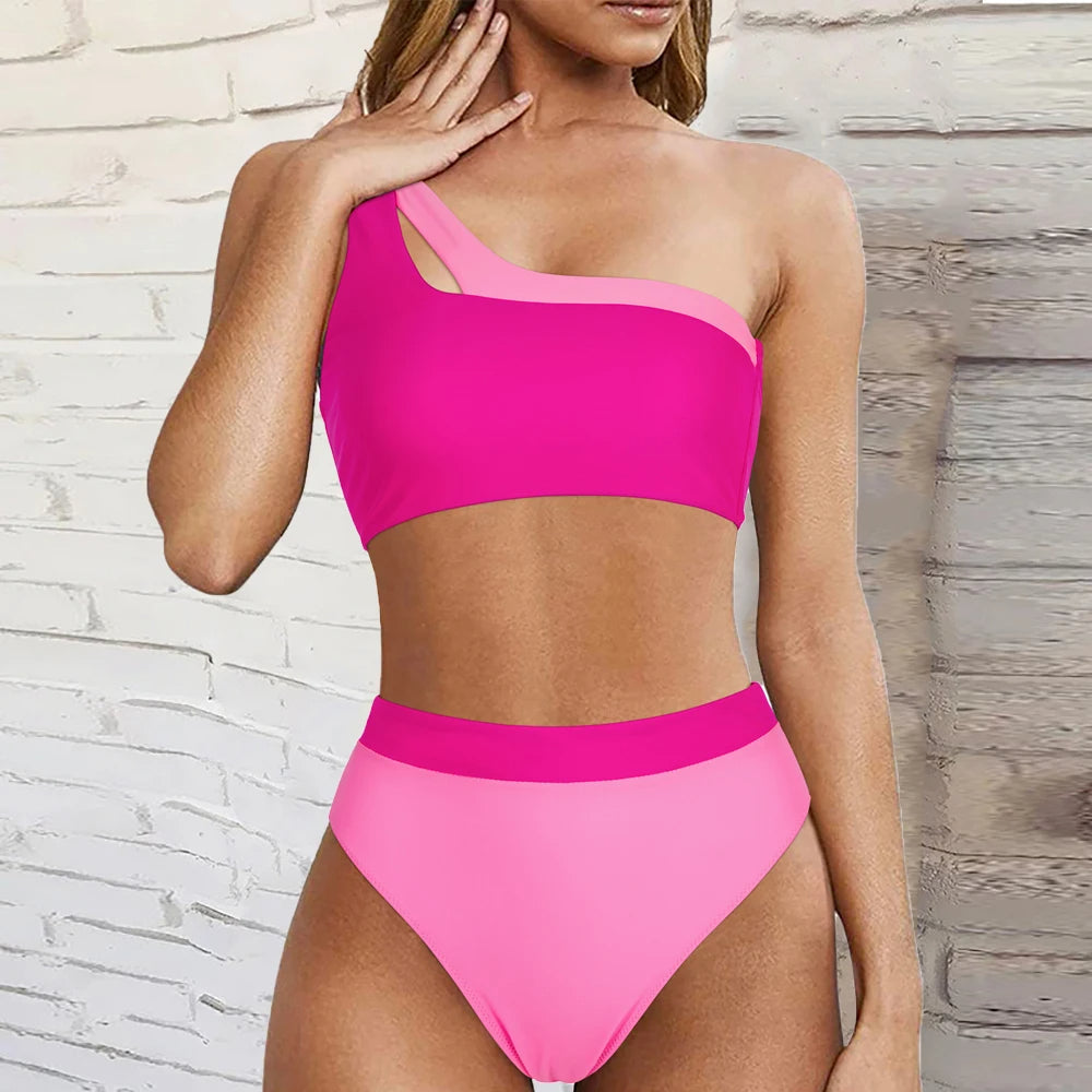 Asymmetrische bikini voor dames – hoge taille, stevige pasvorm & zomerse elegantie