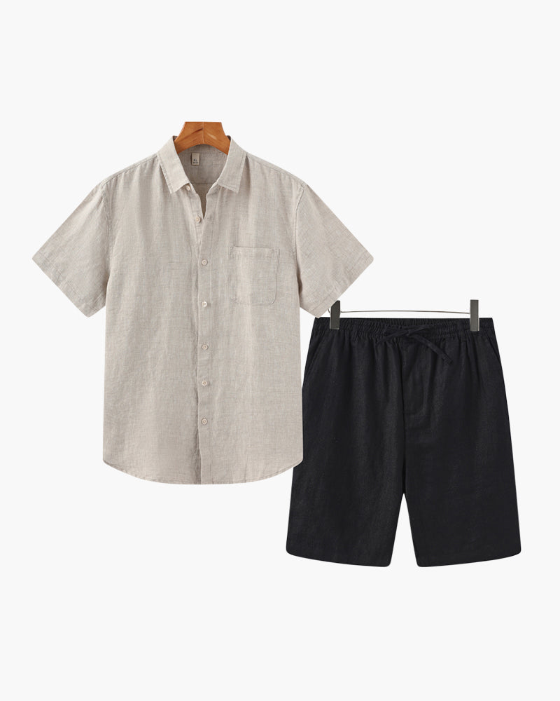 Heren set met korte broek en luchtig overhemd – ademend, casual & ideaal voor warme dagen