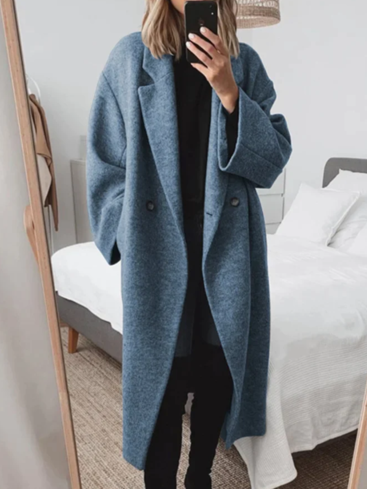 Oversized Mantel Met Knoopsluiting – Stijlvolle Lange Jas Voor Herfst, Winter & Frisse Lentedagen