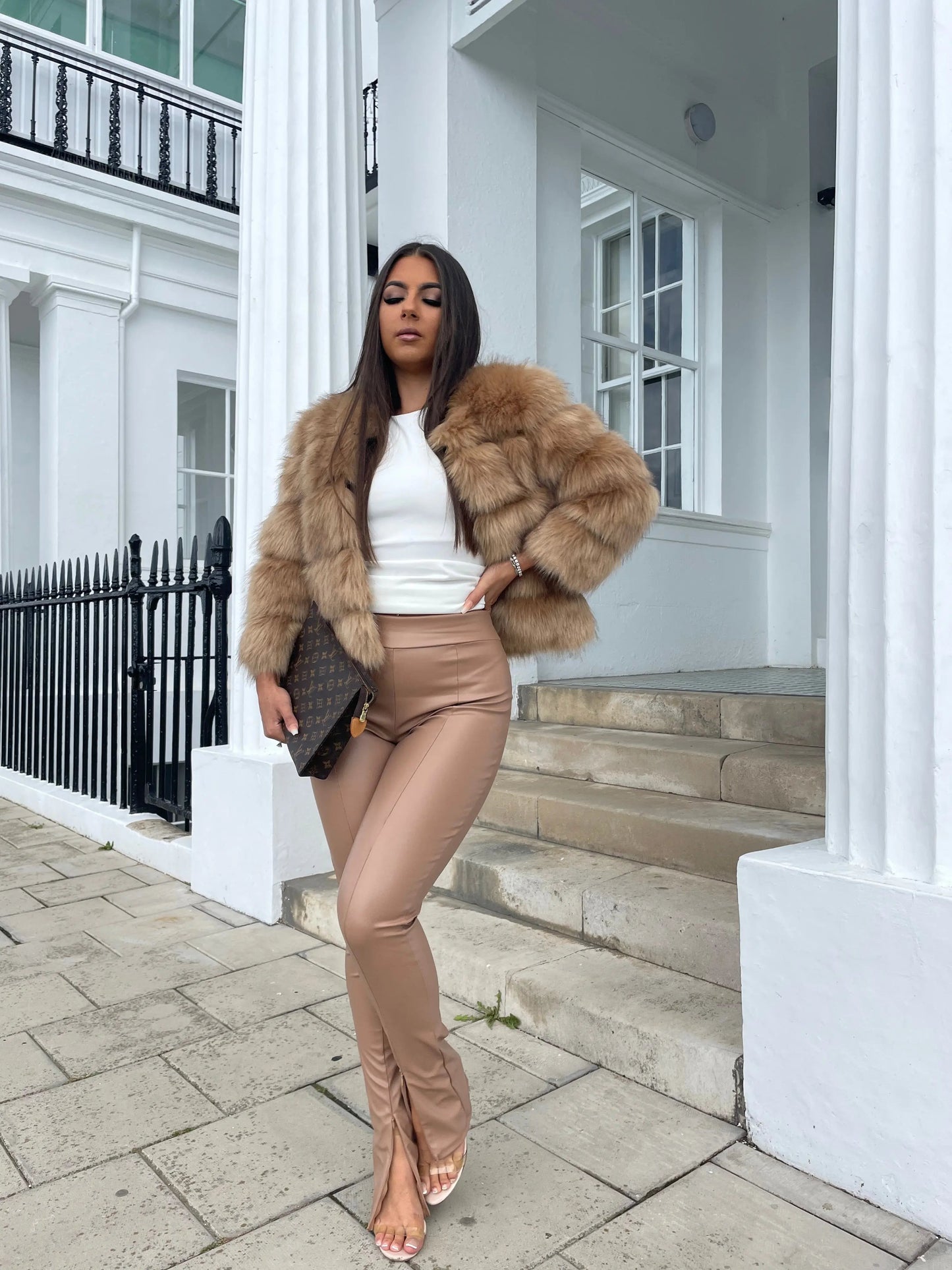 Dames Faux Fur Cropped Jas