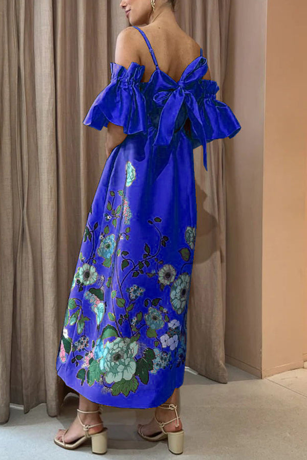 Dames Off-Shoulder Bloemenjurk Met Volantmouwen En A-Lijn Pasvorm – Voor Lente, Zomer En Herfst