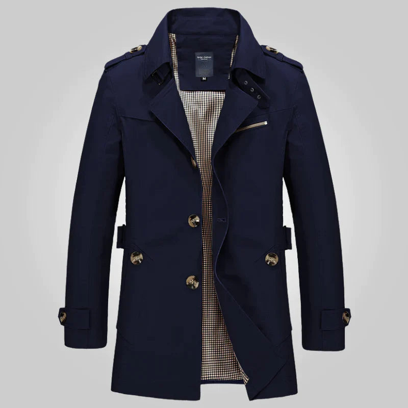 Heren Trenchcoat Met Dubbele Knopenrij – Elegante Buitenjas Voor Elk Seizoen