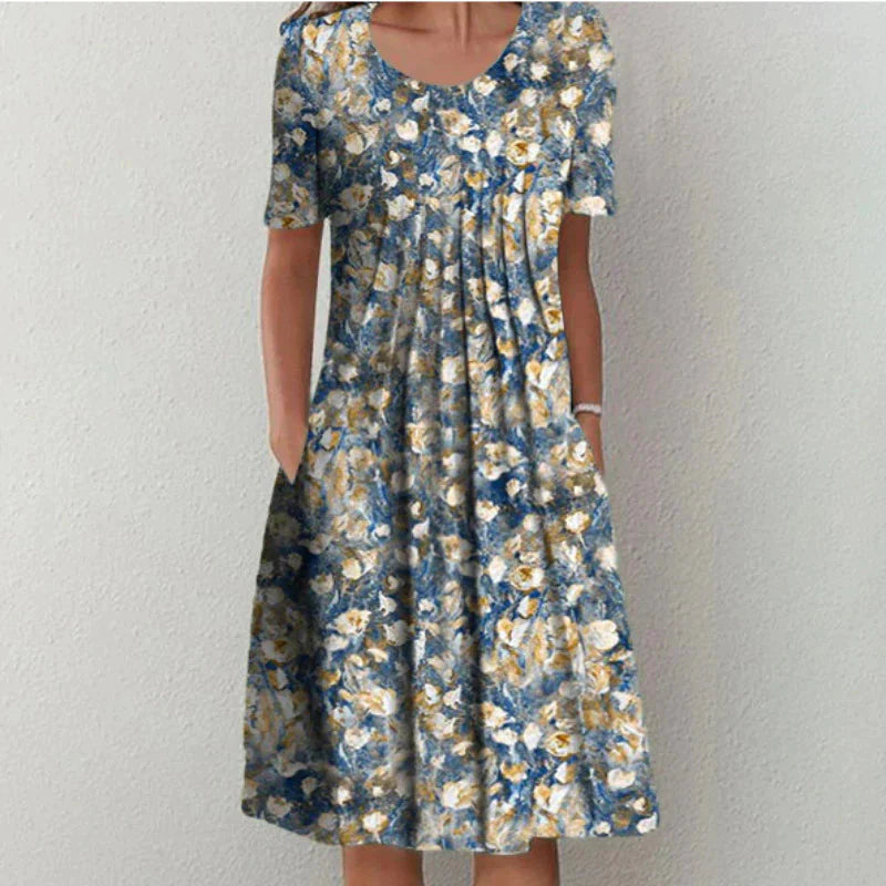 Nina | Bloemenprint Katoenen Zomerjurk – Voorjaar & Zomer