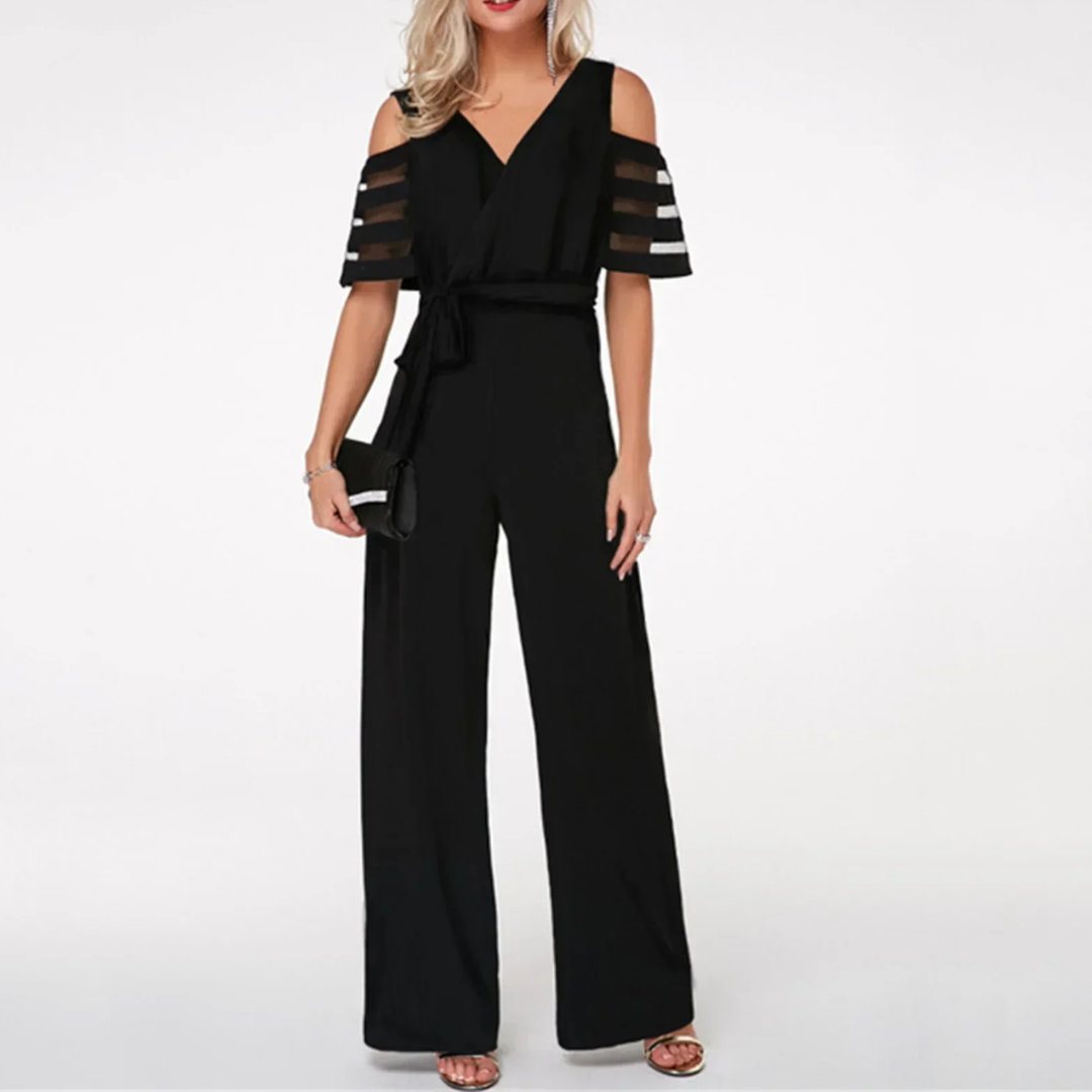 Chique Dames Jumpsuit Met Open Schouders En Ceintuur – Elegant En Comfortabel