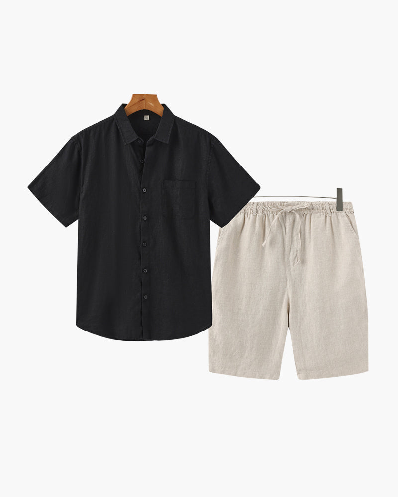 Heren set met korte broek en luchtig overhemd – ademend, casual & ideaal voor warme dagen