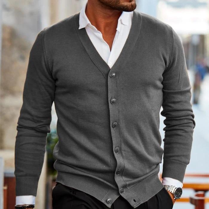 Cardigan Heren Voorjaar – Stijlvolle V-Hals Knit Met Knoopsluiting