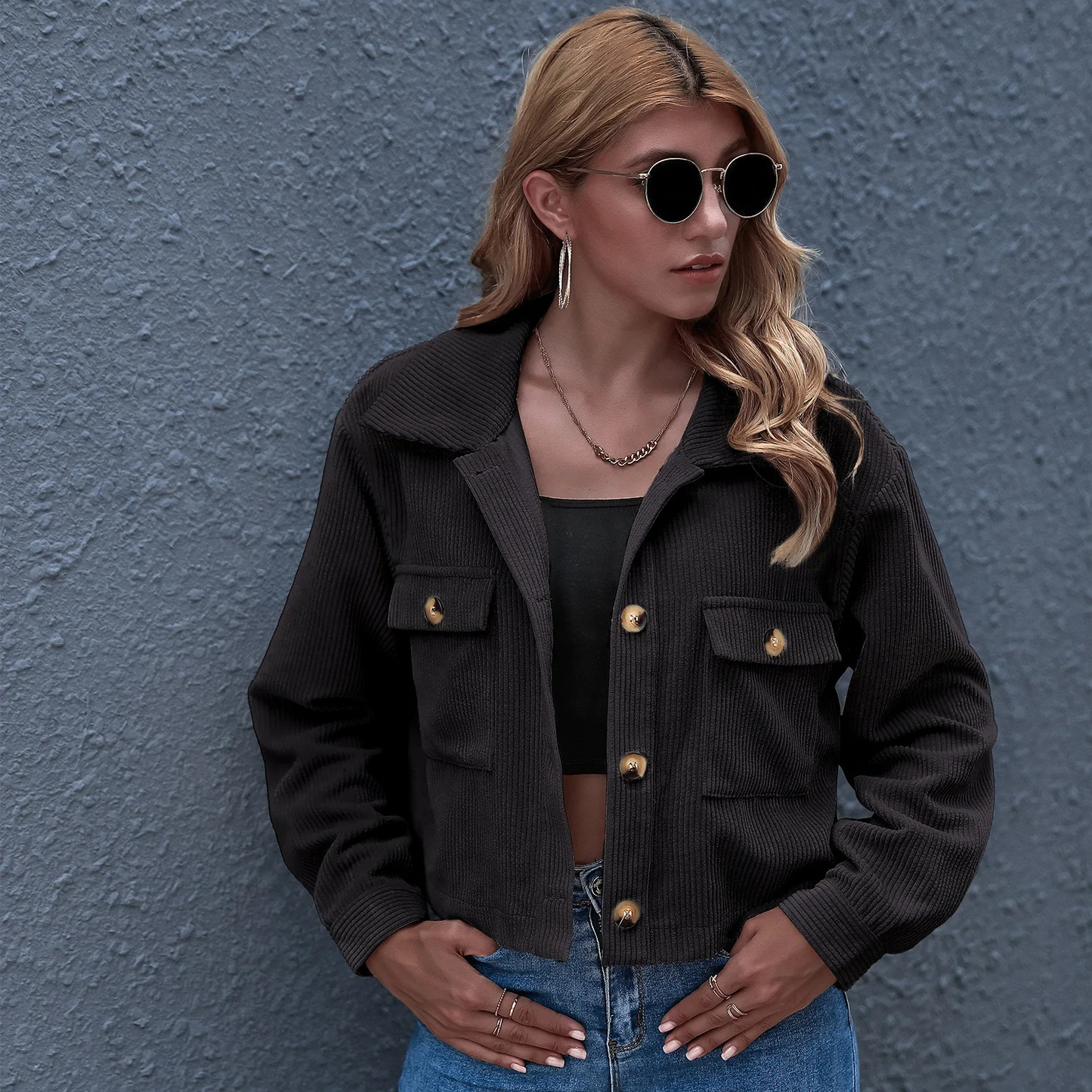 Corduroy Jas Met Zakken – Trendy Korte Damesjas Voor Lente & Zomer In Meerdere Kleuren