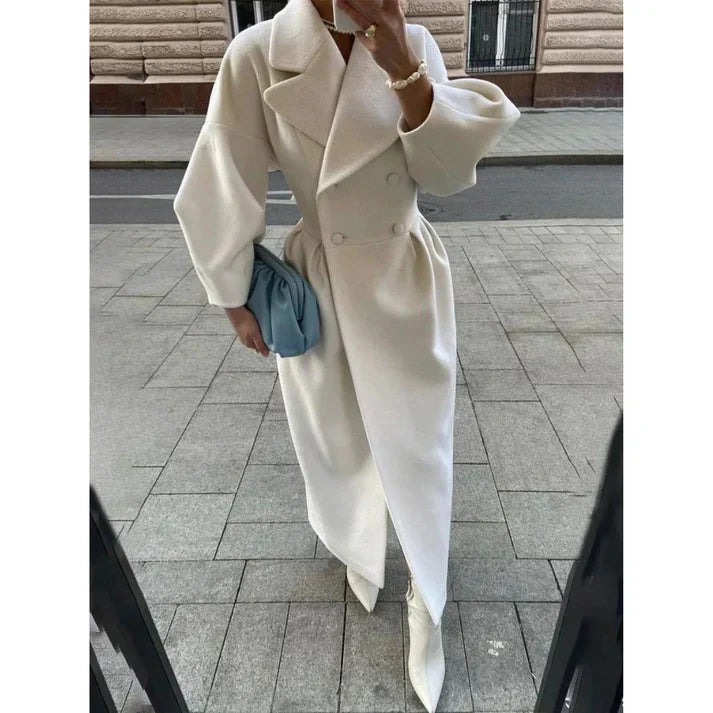 Lange Mantel Voor Dames – Elegante Tailoring, Oversized Revers & Naadloze Sluiting – Herfst En Winter
