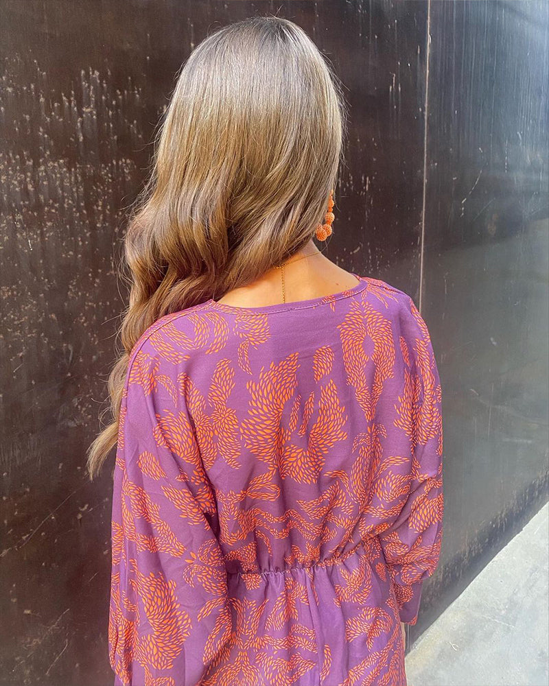 Dames Midi-Jurk Met Twistdetail En Grafisch Patroon – Lente, Zomer En Avondgelegenheden