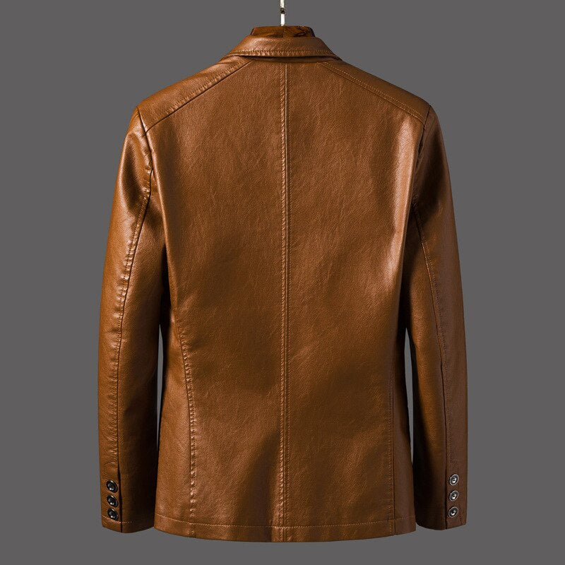 Herfst & Winter Heren Blazer Van Imitatieleer – Stijlvolle Casual Colbert Met Moderne Pasvorm