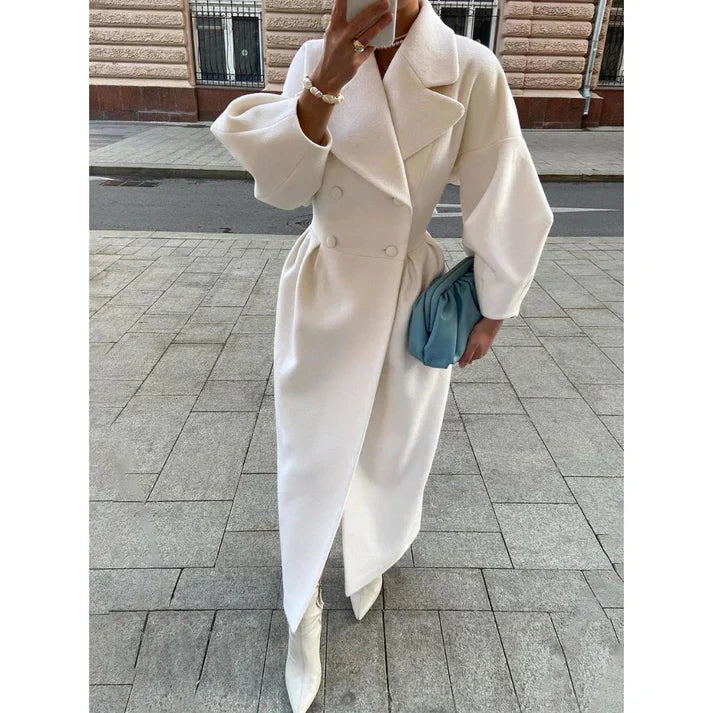 Lange Mantel Voor Dames – Elegante Tailoring, Oversized Revers & Naadloze Sluiting – Herfst En Winter