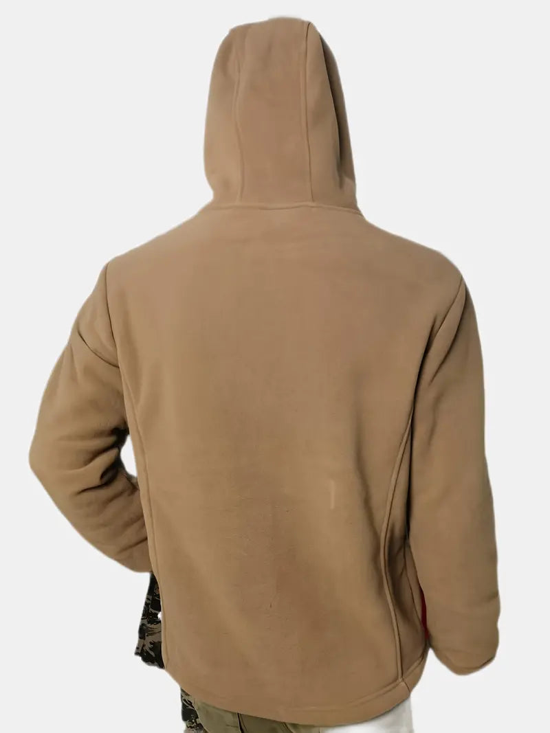 Winter Heren Fleece Jas Met Capuchon, Ritssluiting En Gevoerde Binnenzijde