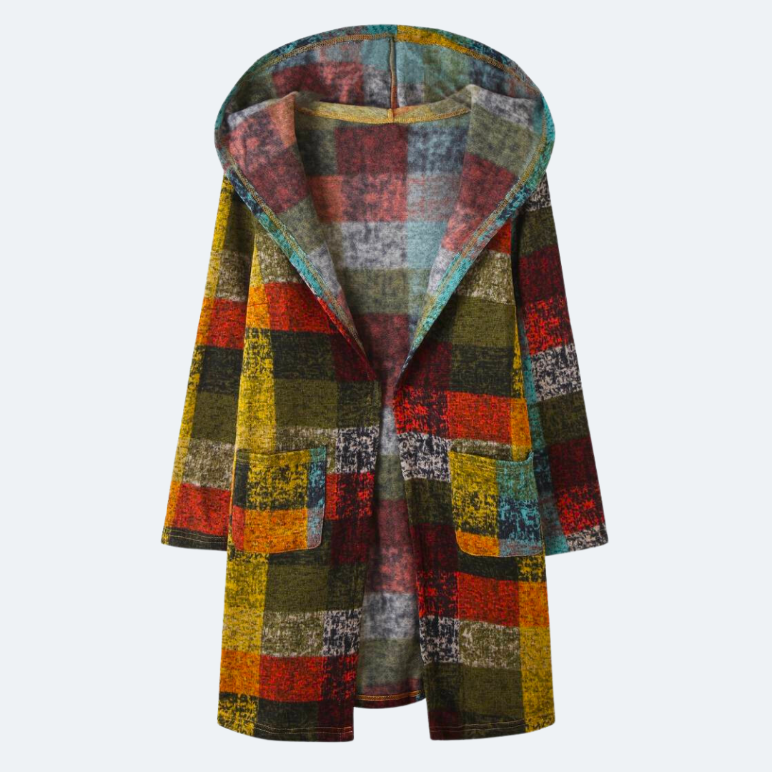 Geblokte Fleecejas Met Capuchon – Warme Statement Coat Voor Elk Seizoen
