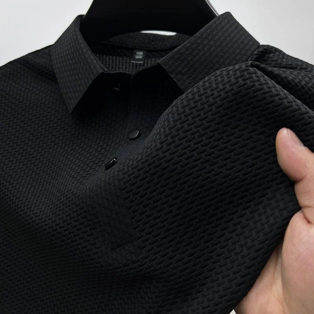 Heren polo met korte mouwen – gebreide structuur, ademend & zomers elegant