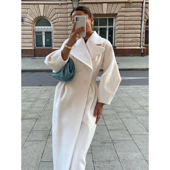 Lange Mantel Voor Dames – Elegante Tailoring, Oversized Revers & Naadloze Sluiting – Herfst En Winter