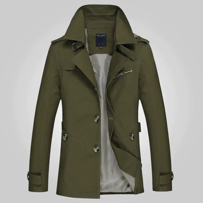 Heren Trenchcoat Met Dubbele Knopenrij – Elegante Buitenjas Voor Elk Seizoen