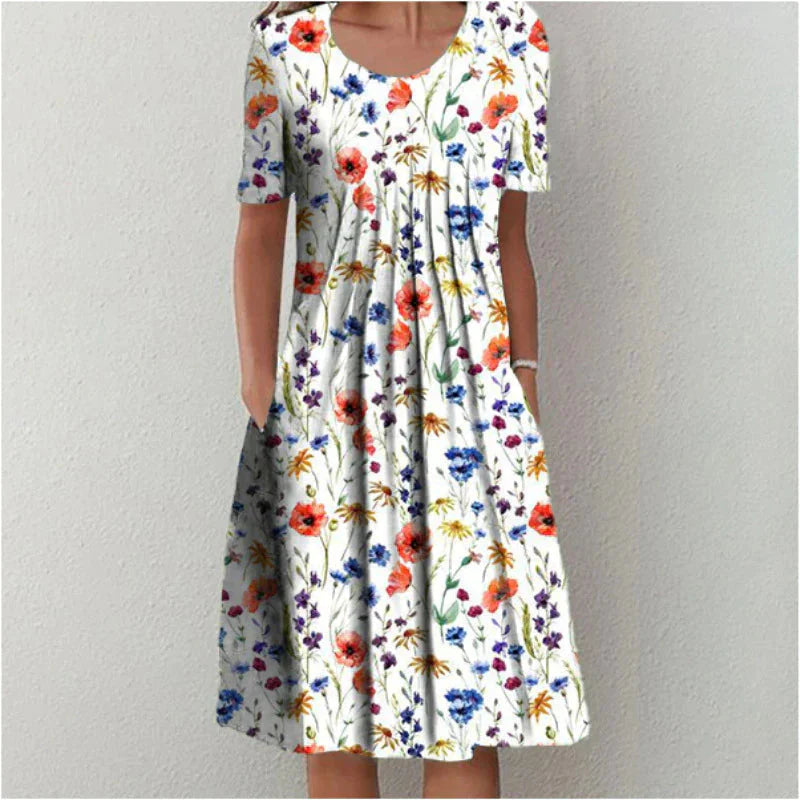 Nina | Bloemenprint Katoenen Zomerjurk – Voorjaar & Zomer