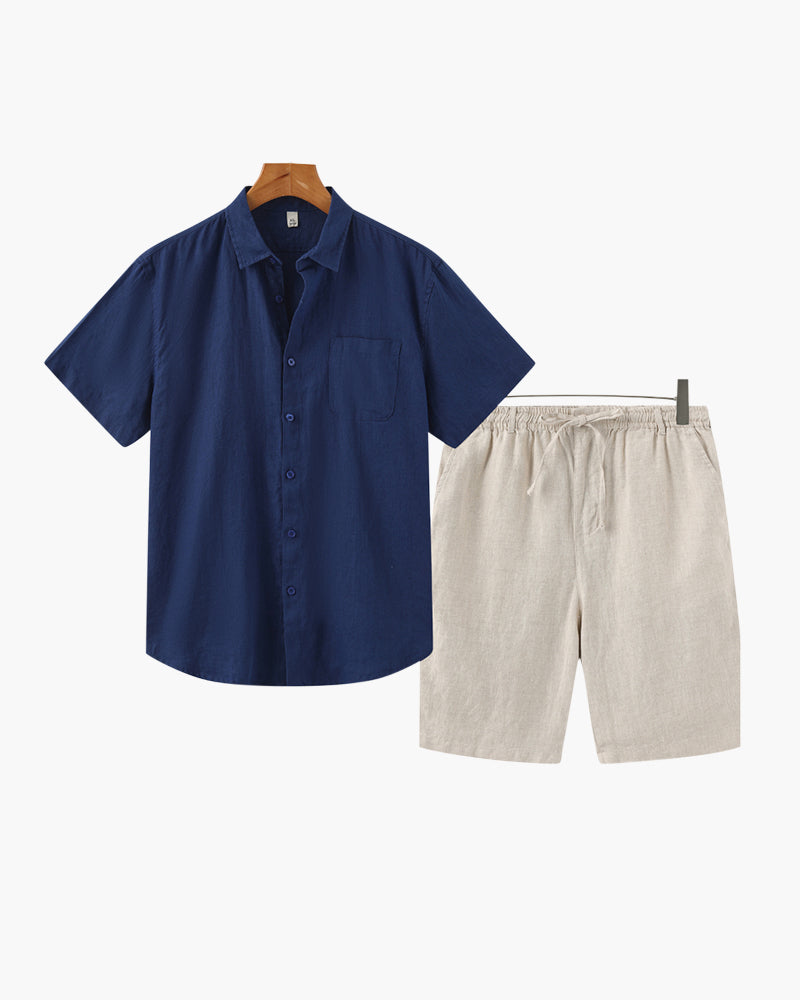 Heren set met korte broek en luchtig overhemd – ademend, casual & ideaal voor warme dagen