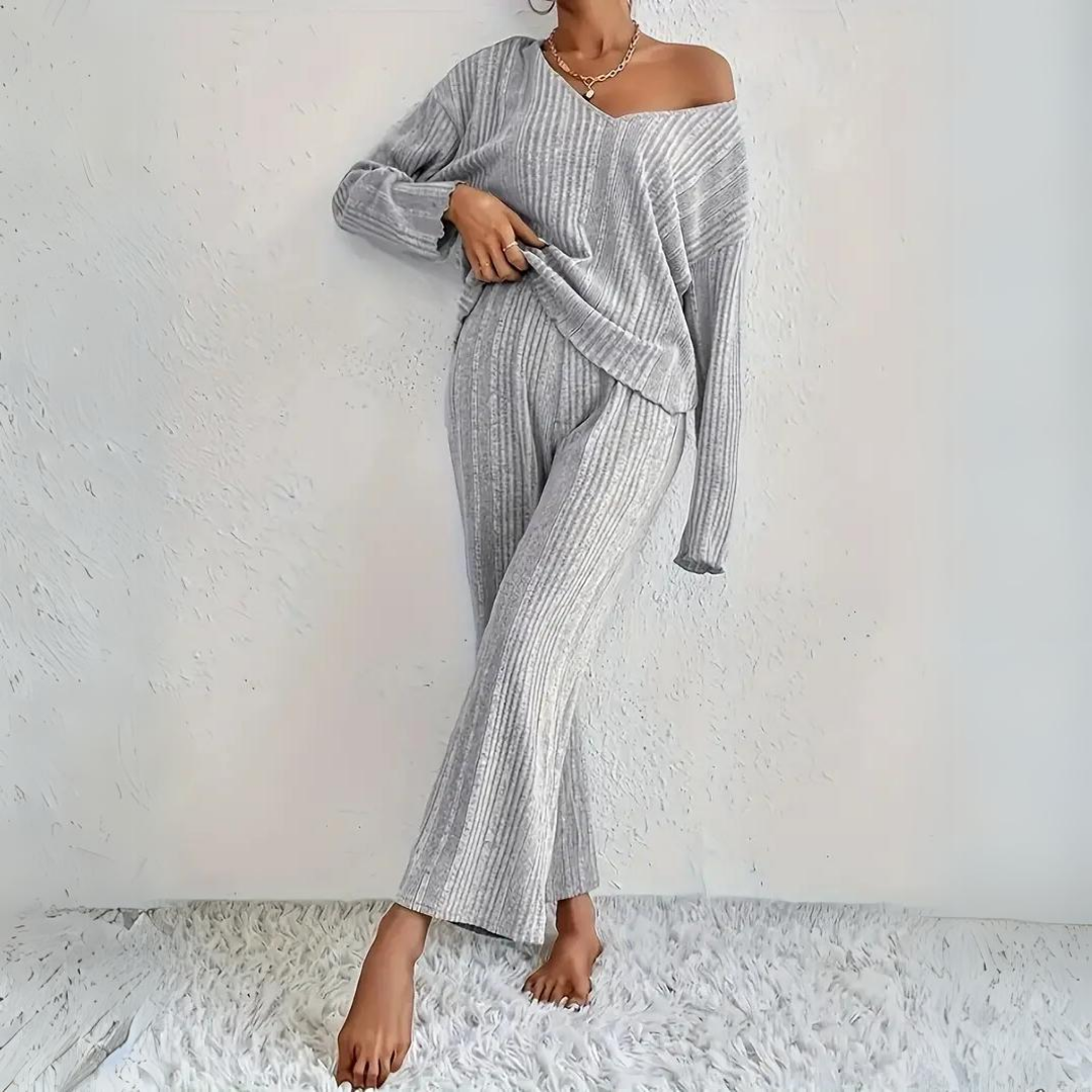 Geribbelde Lounge Set Van Zacht Knitwear – Casual Chic Comfort